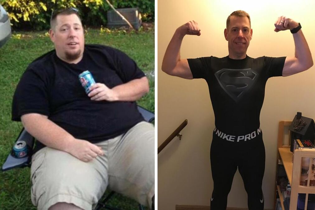 moški pred in po keto dieti